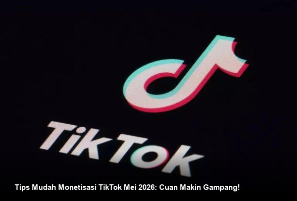 Ilustrasi smartphone menampilkan antarmuka aplikasi TikTok dengan notifikasi transfer uang yang menunjukkan peningkatan saldo penghasilan.
