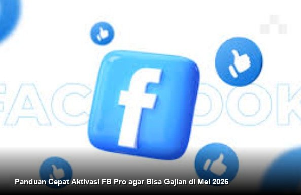 Ilustrasi tampilan antarmuka Facebook Professional Mode di smartphone yang menampilkan grafik peningkatan jangkauan dan notifikasi potensi pendapatan.