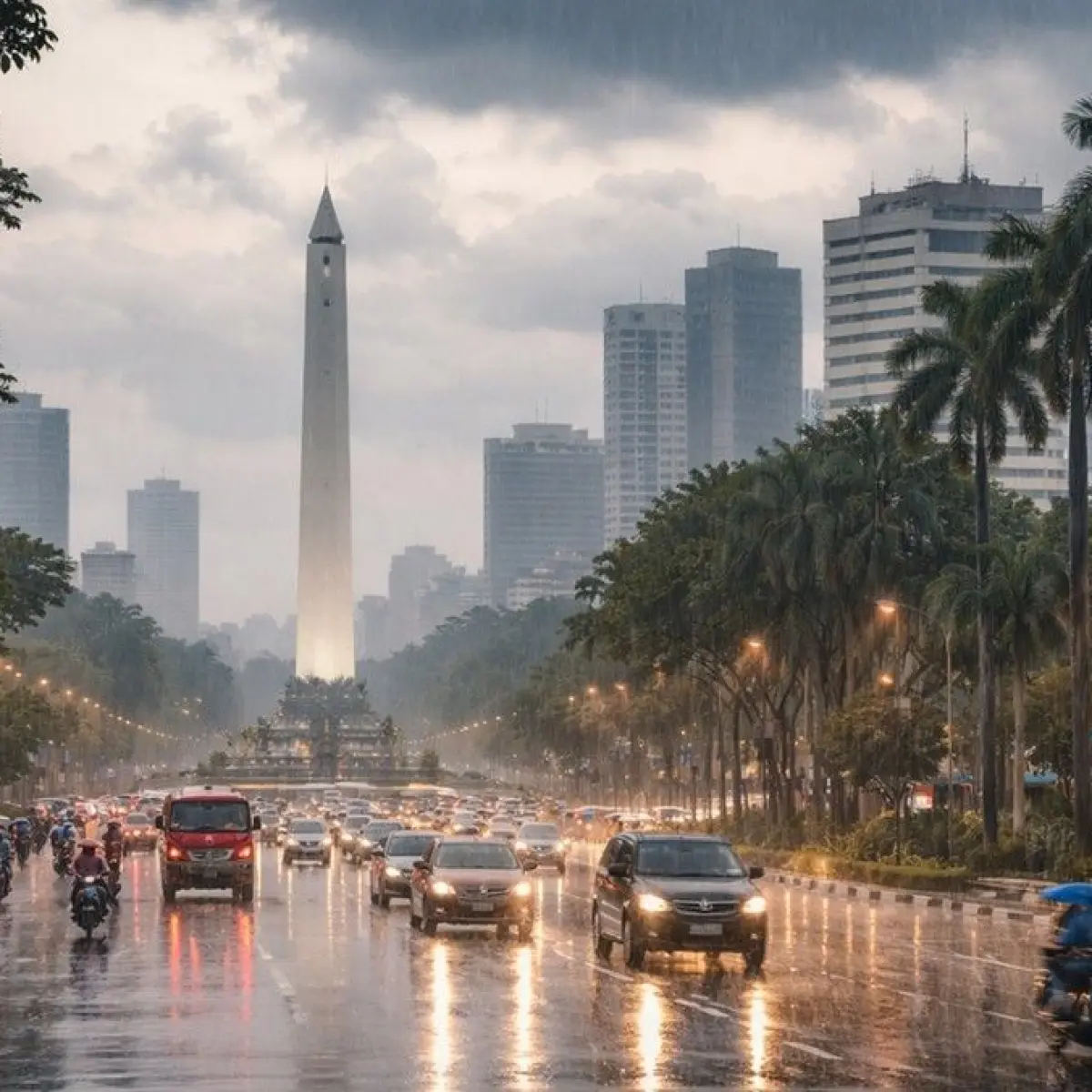 Ilustrasi cuaca Surabaya hujan ringan. Foto: ChatGPT