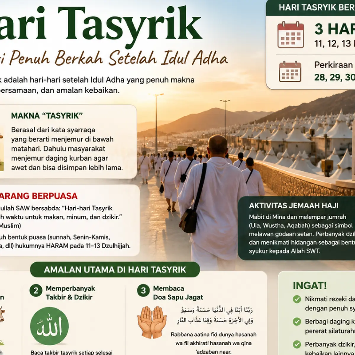 Panduan Amalan Hari Tasyrik 2026: Ketahui Larangan Puasa dan Solusi Ibadah Penggantinya