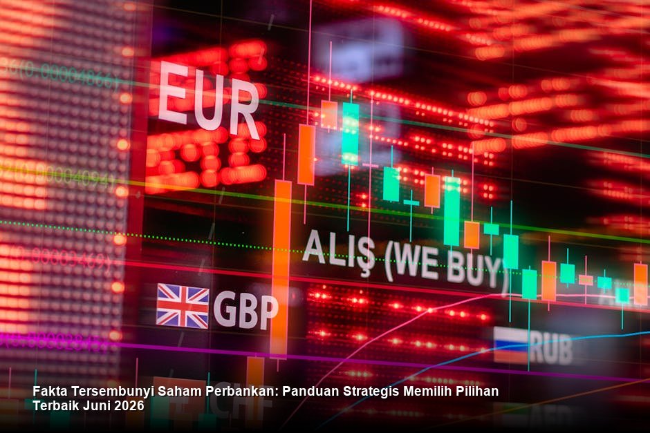 Suasana modern ruang perdagangan bursa saham dengan monitor menampilkan grafik *candlestick* berwarna hijau yang menanjak tajam.