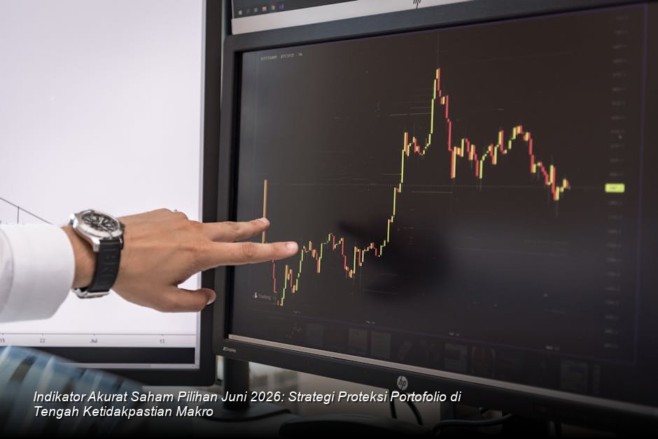 Grafik pergerakan harga saham (candlestick) berwarna hijau yang menunjukkan tren kenaikan stabil di atas rata-rata pergerakan harga jangka panjang.